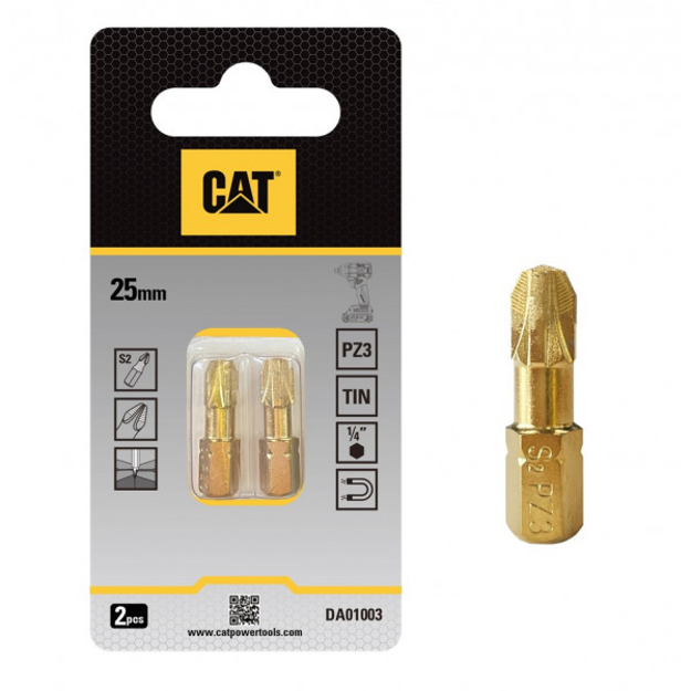 صورة Cat® 25mm Diamond Tip Torsion Screwdriver Bits PZ3 (Pack2)