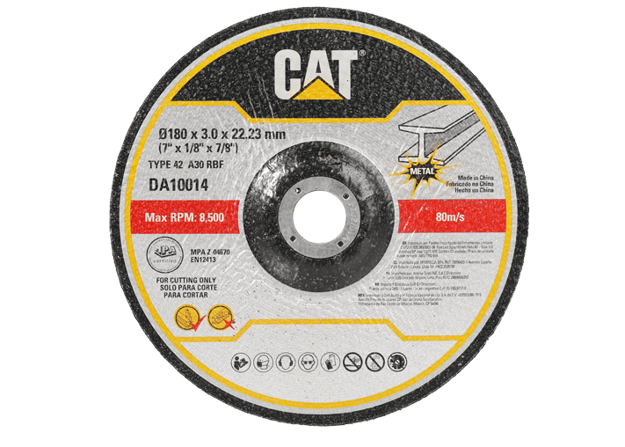 صورة Cat® 10 Pack DEPRESSED METAL CUT WHEEL DISCS T42 (180 x 3 x 22mm) 7"