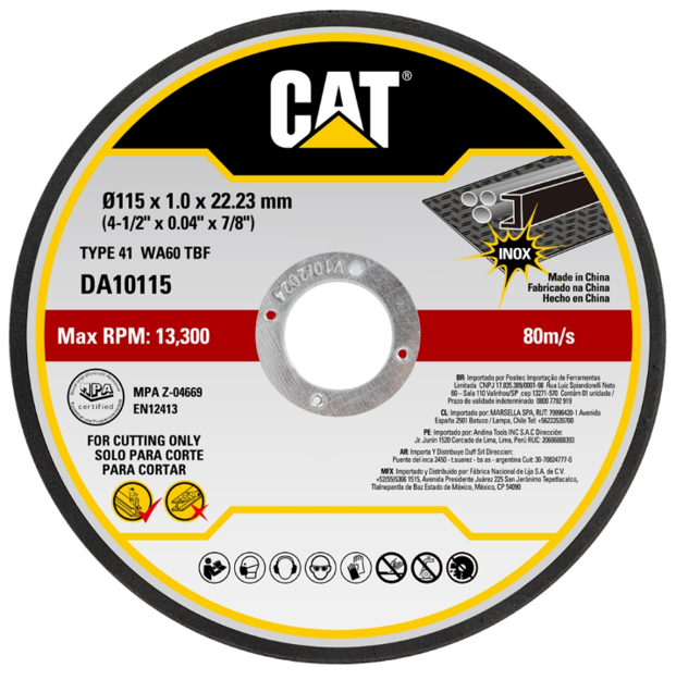 صورة Cat® 10 Pack DEPRESSED METAL CUT WHEEL DISCS T42 (230 x 3 x 22mm) 9"