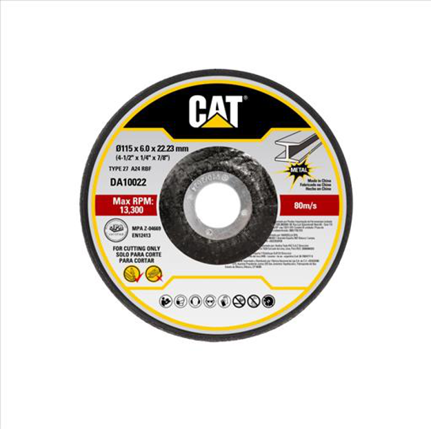 صورة Cat® 5 Pack DEPRESSED METAL CUT WHEEL DISCS T27 (115 x 6 x 22mm) 4.5"