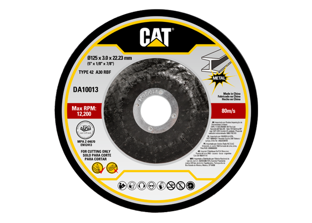 صورة Cat® 10 Pack DEPRESSED METAL CUT WHEEL DISCS T42 (125 x 3 x 22mm) 5"