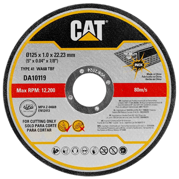 صورة Cat® 10 Pack FLAT METAL & INOX CUTTING WHEEL TI (125 x 1 x 22 mm) 5"