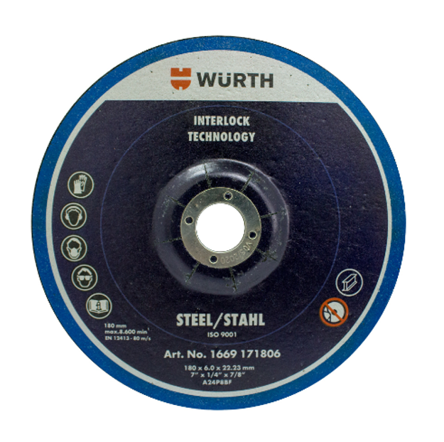 صورة STEEL GRINDING DISC INTERLOCK 115 x 6 x 22 mm WURTH